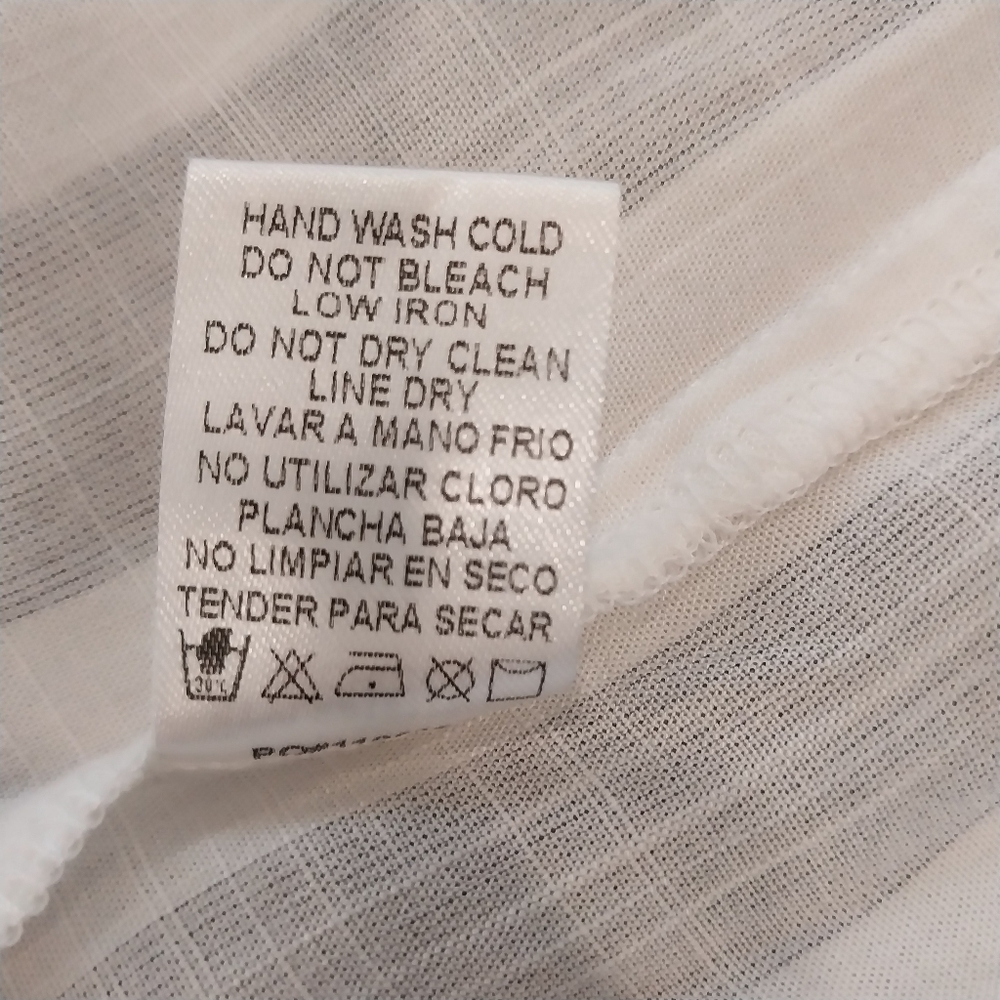 Staccato Gray and White peplum long sleeve v neck Blouse Size Small 100% Rayon - Picture 10 of 14